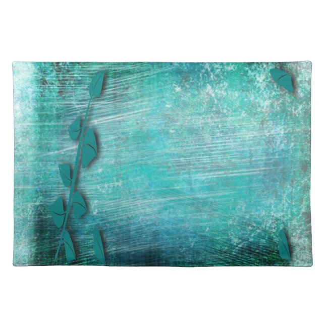 Brush Strokes Abstract Teal and Turquoise Placemat (Front)