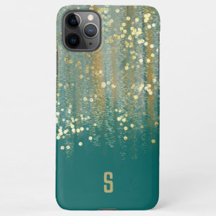 Brush Strokes and Confetti Dots with Gold Monogram iPhone 11Pro Max Case
