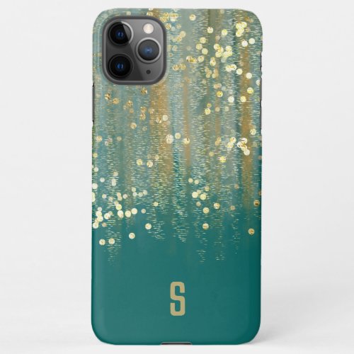 Brush Strokes and Confetti Dots with Gold Monogram iPhone 11Pro Max Case