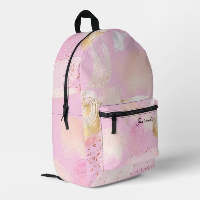 brush strokes and scribbles pink pattern printed backpack (Back Corner Left)