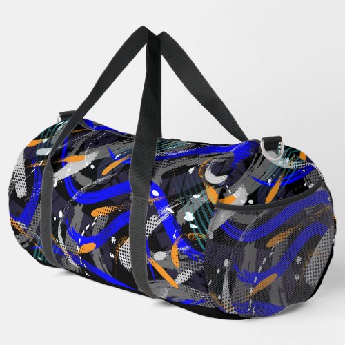Brush Strokes Geometric Elements in Collage  Duffle Bag