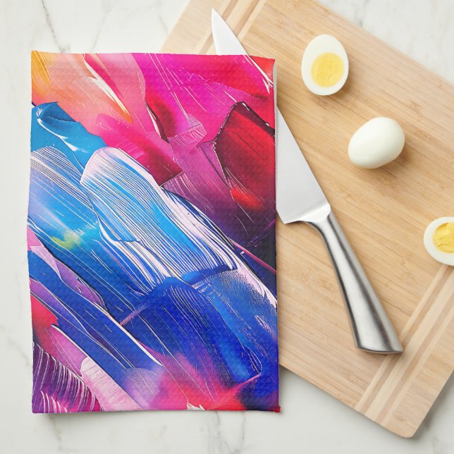 brush strokes pattern 2 kitchen towel (Quarter Fold)