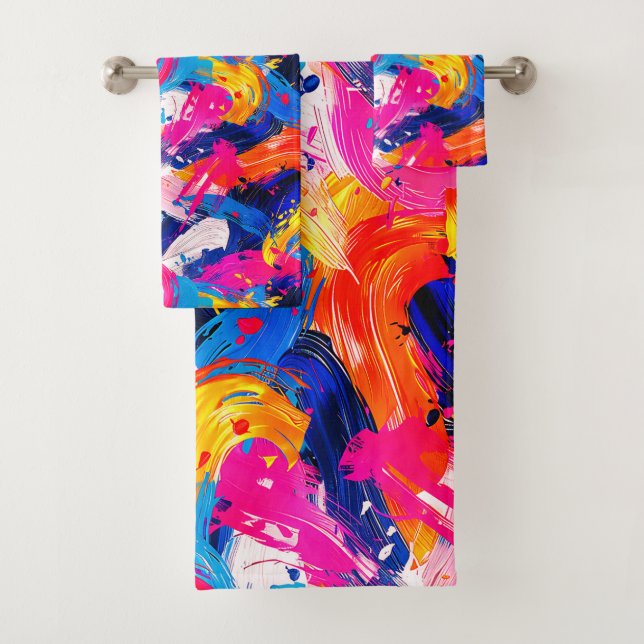 brush strokes pattern bath towel set (Insitu)