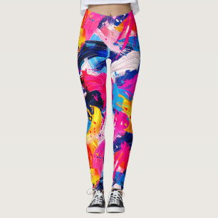 brush strokes pattern leggings