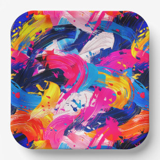 brush strokes pattern paper plates