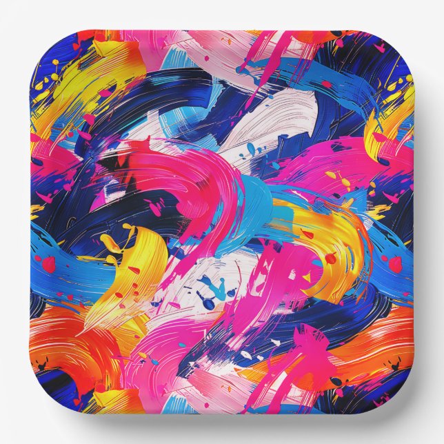 brush strokes pattern paper plates (Front)