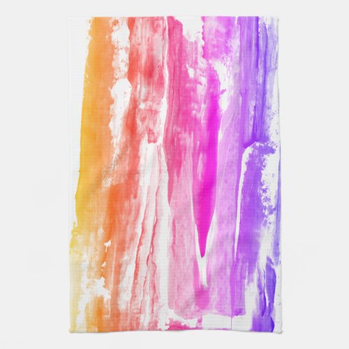 Brush Strokes Pink Purple Abstract Acrylic Art Kitchen Towel