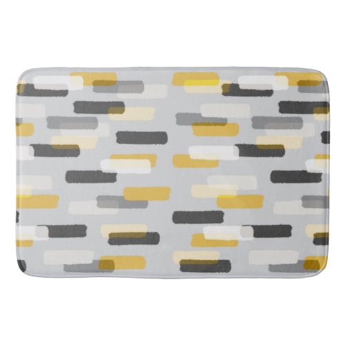 Brush Strokes Rectangle Geometric Yellow Grey Bath Mat