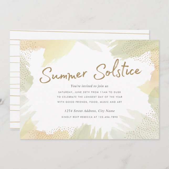 Brush Strokes Summer Solstice Invite (Front/Back)
