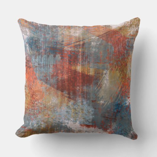 Brush Strokes Texture Abstract Pattern Red Blue Throw Pillow