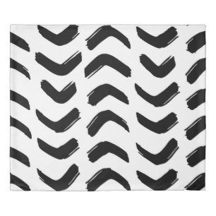 Brush strokes vintage seamless pattern. Black and  Duvet Cover