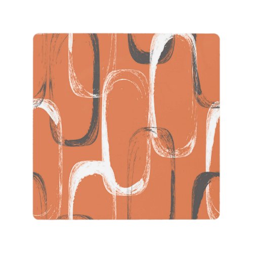 Brush Texture Seamless Orange Background Metal Print