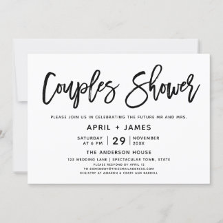 Brush Typography Couples Shower Invitation