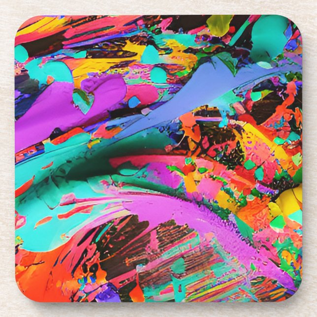 Brush  Vivid Color Splashes  Beverage Coaster (Front)