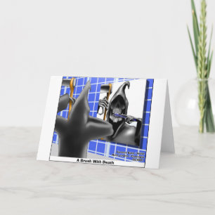 Brush With Death Funny Halloween Cartoon Gifts Card