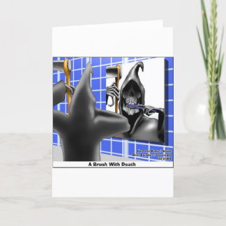 Brush With Death Funny Halloween Cartoon Gifts Card
