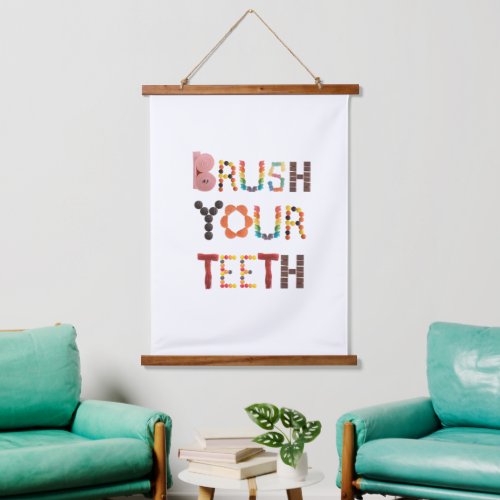 Brush your Teeth _ Candy Font Dental Health Remind Hanging Tapestry