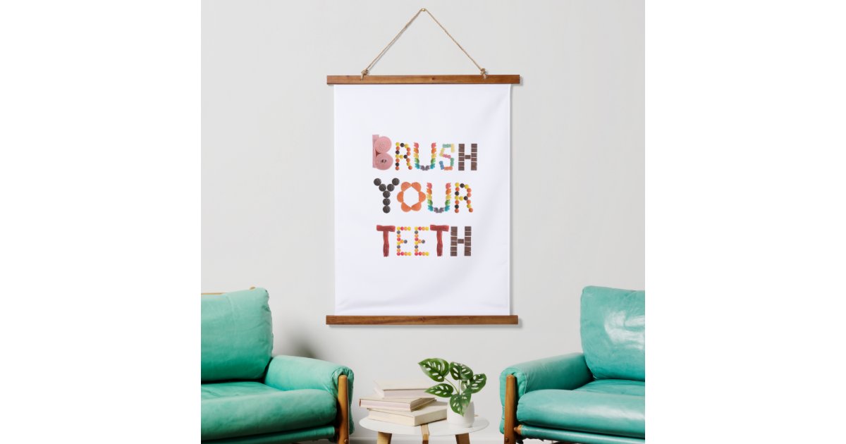 Brush your Teeth Candy Font Dental Health Remind Hanging Tapestry