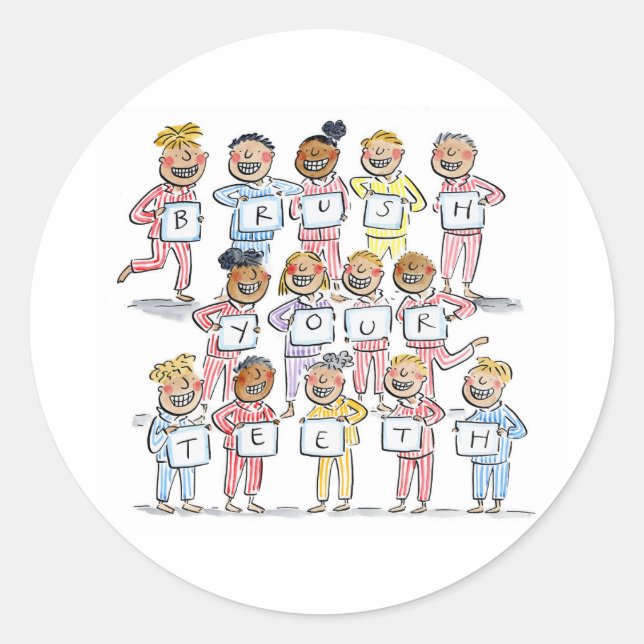 Brush your Teeth Classic Round Sticker (Front)