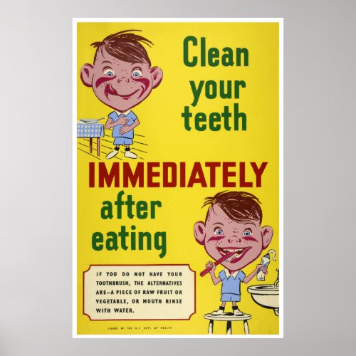 Brush Your Teeth Dental Health Children Poster