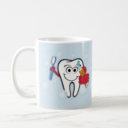 Brush Your Teeth with Blue Background Coffee Mug