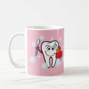 Brush Your Teeth with Pink Background Coffee Mug