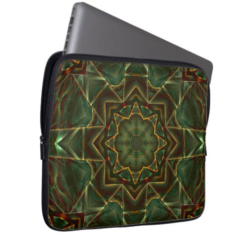 Brushed aged brownish blue kaleidoscope gear style laptop sleeve