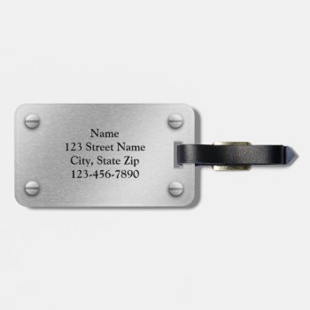 Brushed Aluminum And Screws Effect Luggage Tag by ArtInPixels at Zazzle
