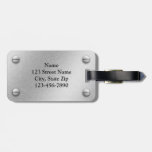 Brushed Aluminum And Screws Effect Luggage Tag at Zazzle