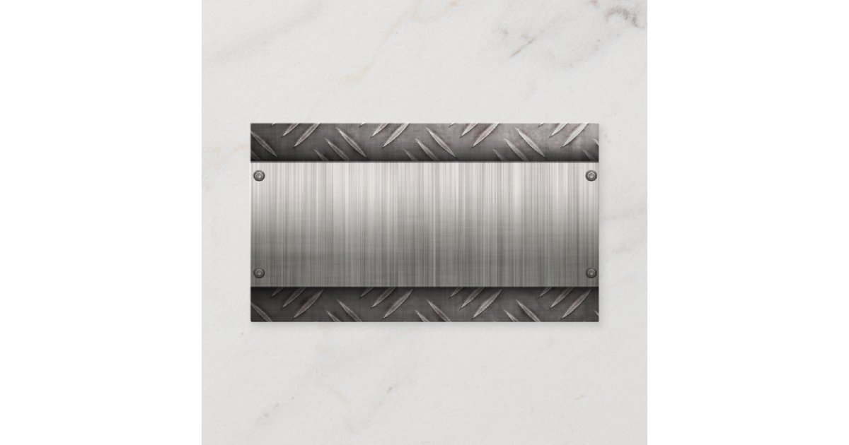 brushed aluminum diamond plate business card Zazzle