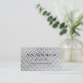 Brushed Aluminum Diamond Plate Metal Business Card (Standing Front)