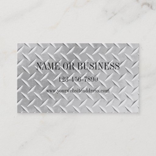 Customizable Brushed Aluminum Diamond Plate Metal Business Card