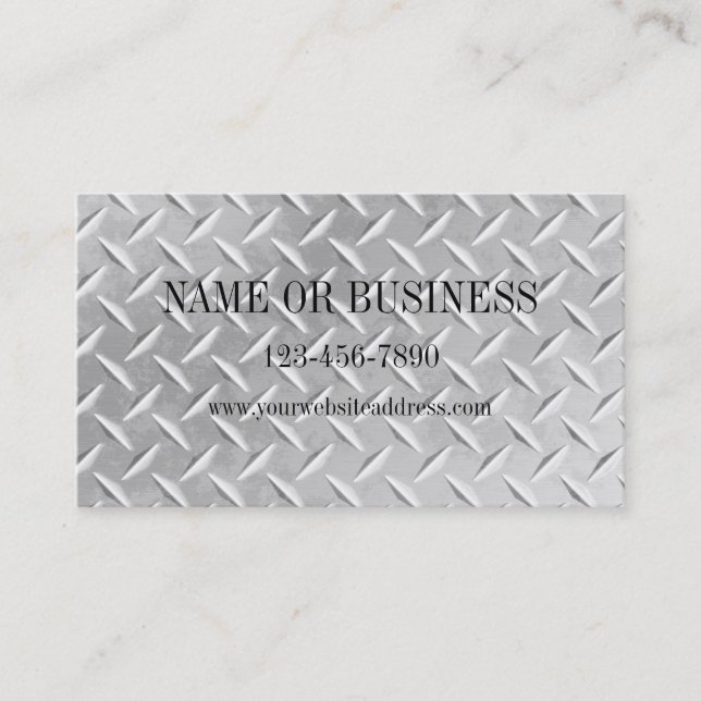 Brushed Aluminum Diamond Plate Metal Business Card (Front)