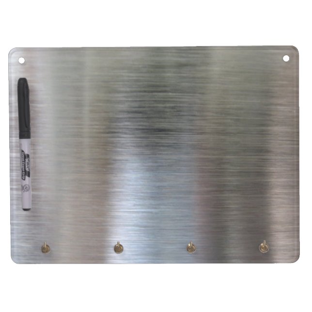 Brushed Aluminum Dry Erase Board With Keychain Holder (Front)