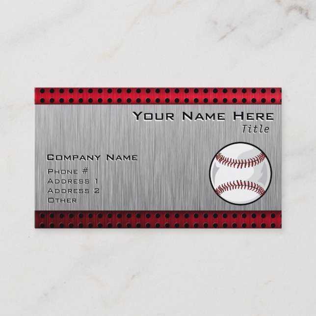Brushed Aluminum look Baseball Business Card (Front)