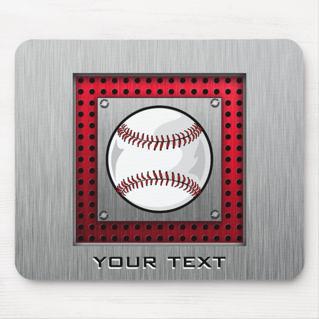 Brushed Aluminum look Baseball Mouse Pad (Front)