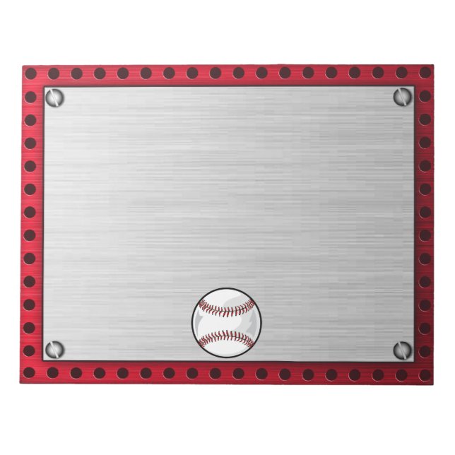 Brushed Aluminum look Baseball Notepad (Front)