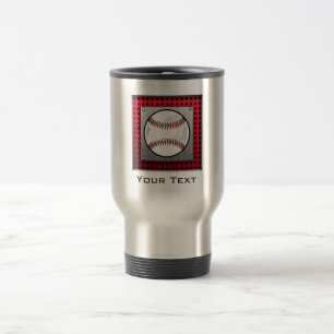 Brushed Aluminum look Baseball Travel Mug