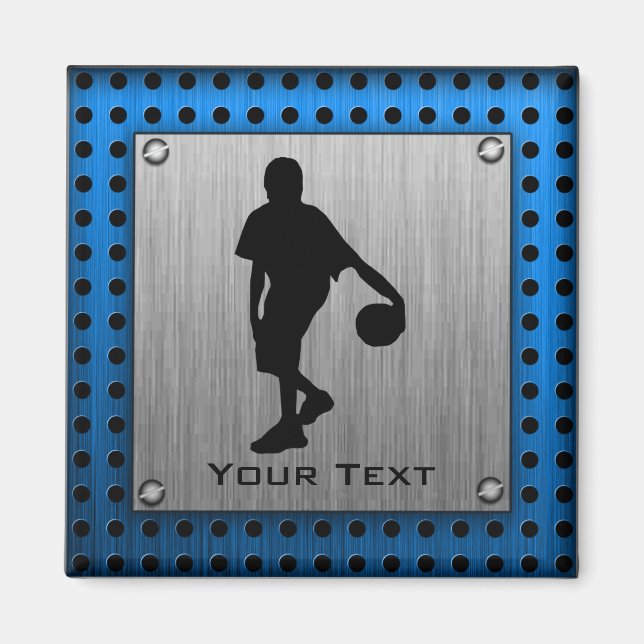 Brushed ALuminum look Basketball Player Magnet (Front)