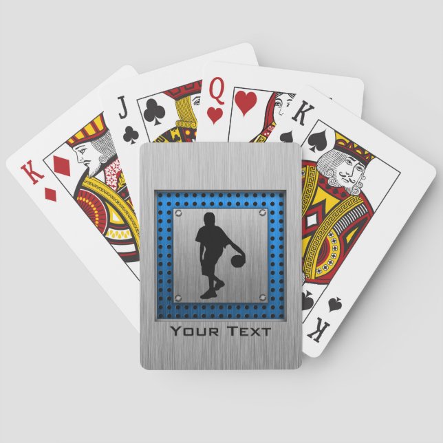 Brushed ALuminum look Basketball Player Poker Cards (Back)