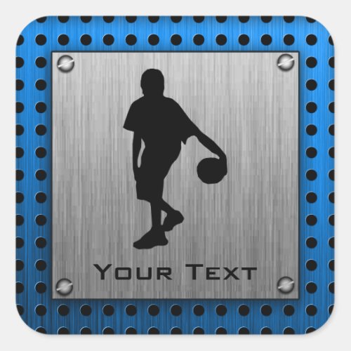 Brushed ALuminum look Basketball Player Square Sticker