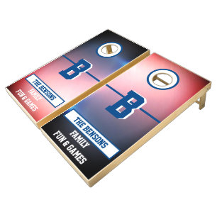 Brushed Aluminum-Look Bright Colors Monogram Cornhole Set