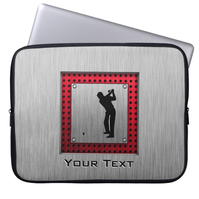 Brushed Aluminum look Golfer Laptop Sleeve (Front)