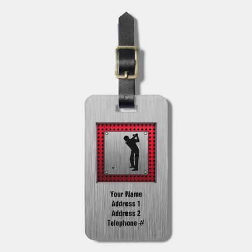 Brushed Aluminum look Golfer Luggage Tag