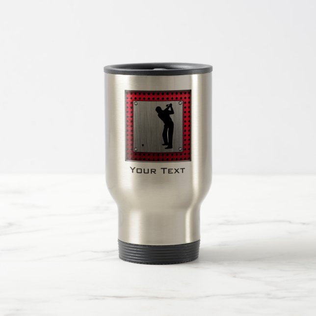 Brushed Aluminum look Golfer Travel Mug (Center)