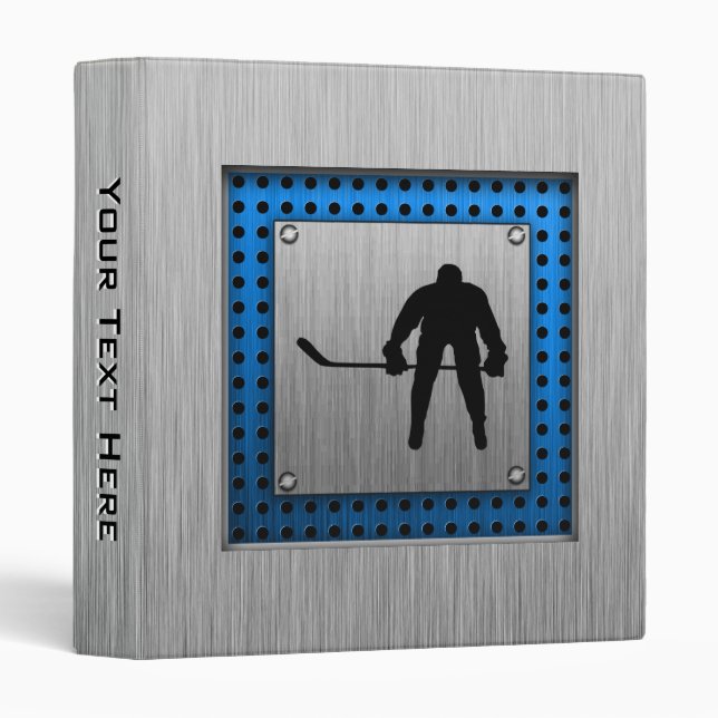 Brushed Aluminum look Hockey 3 Ring Binder (Front/Spine)