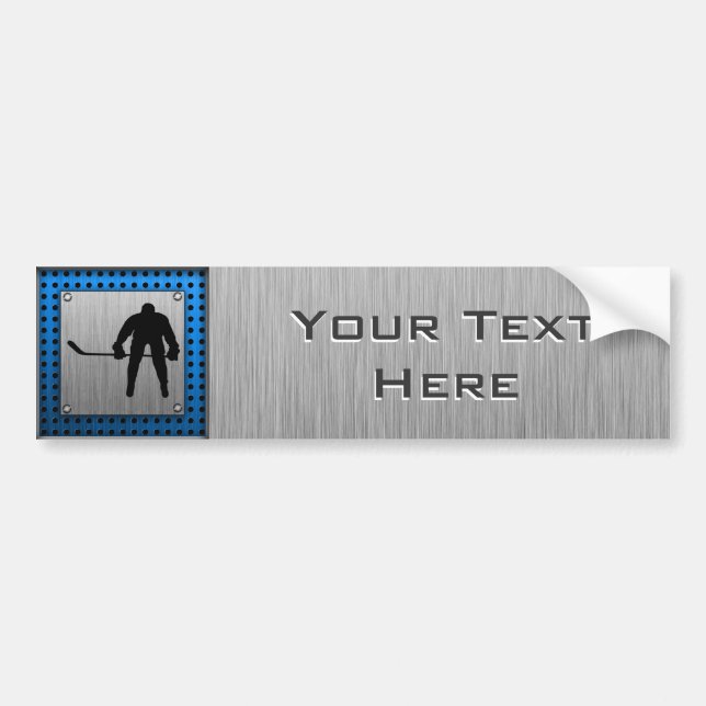 Brushed Aluminum look Hockey Bumper Sticker (Front)