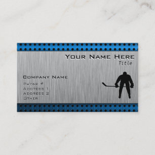 Brushed Aluminum look Hockey Business Card
