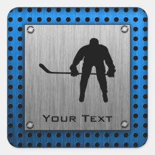 Brushed Aluminum look Hockey Square Sticker