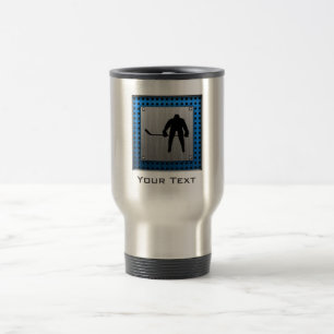 Brushed Aluminum look Hockey Travel Mug